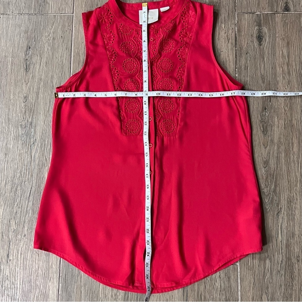 Anthropologie Maeve Top Blouse Marguerite Blouse Red Sleeveless Tank Tomato Lace - Picture 10 of 10